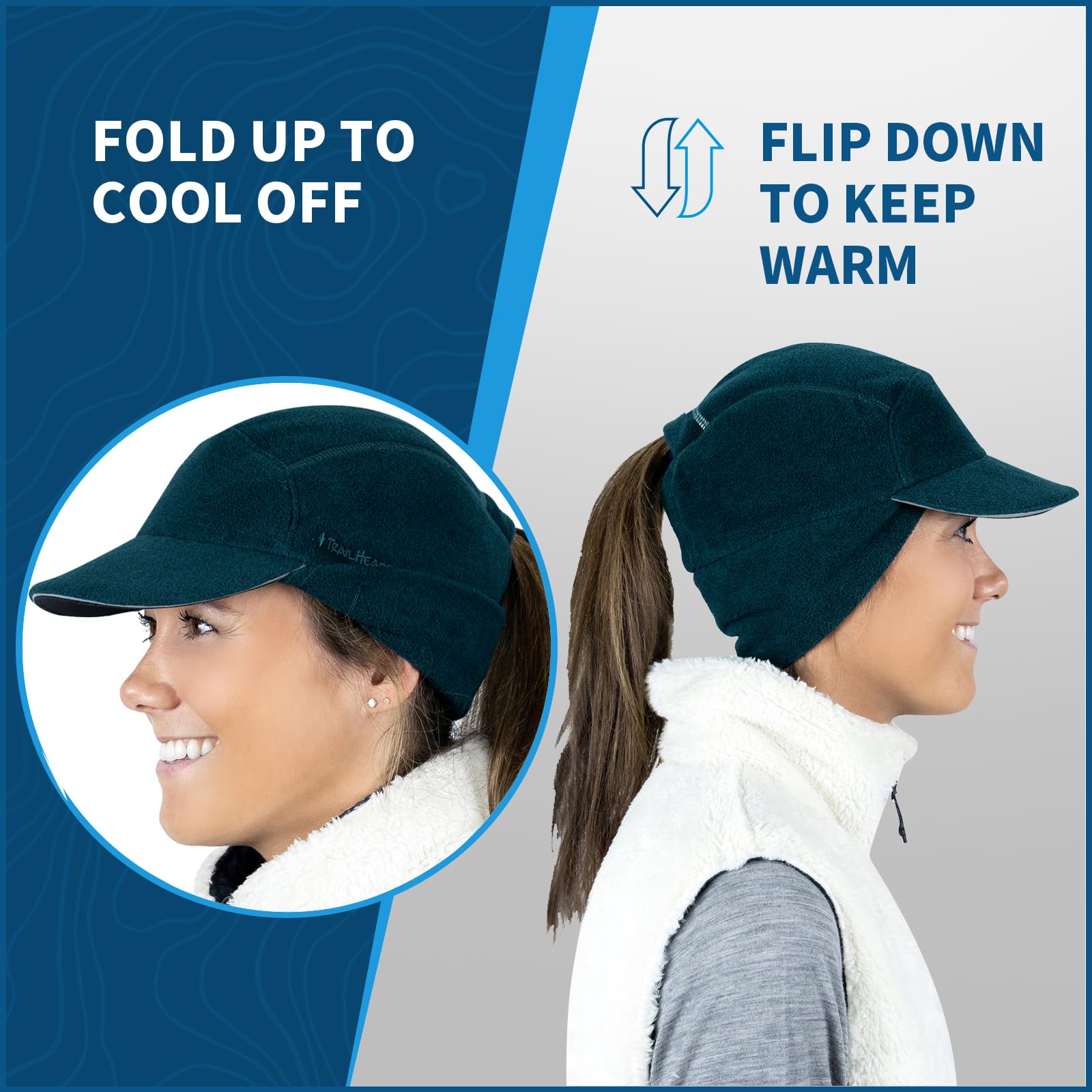 TrailHeads Fleece Ponytail Hat for Women – Trailblazer Reflective Winter Hat with Ponytail Hole for Workouts - Image 3