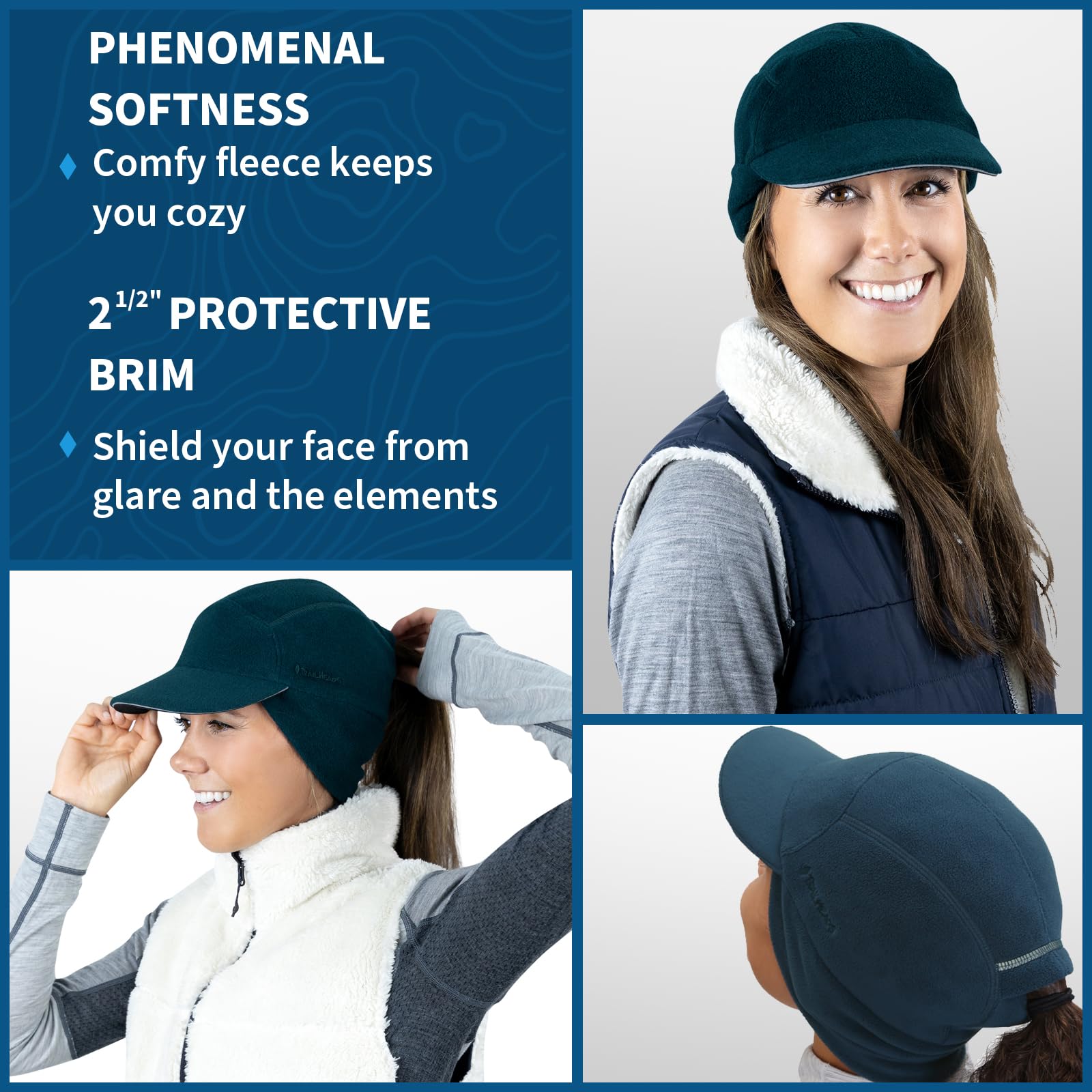 TrailHeads Fleece Ponytail Hat for Women – Trailblazer Reflective Winter Hat with Ponytail Hole for Workouts - Image 4