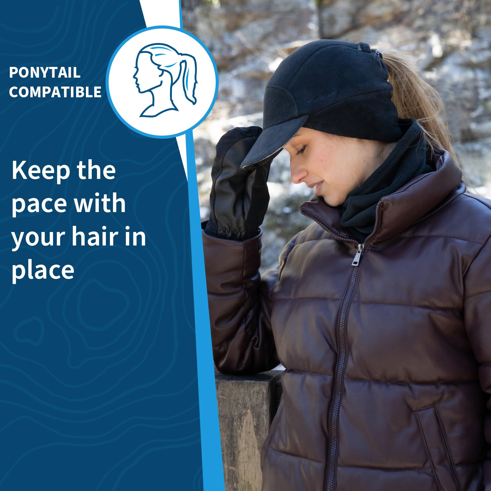 TrailHeads Fleece Ponytail Hat for Women – Trailblazer Reflective Winter Hat with Ponytail Hole for Workouts - Image 4