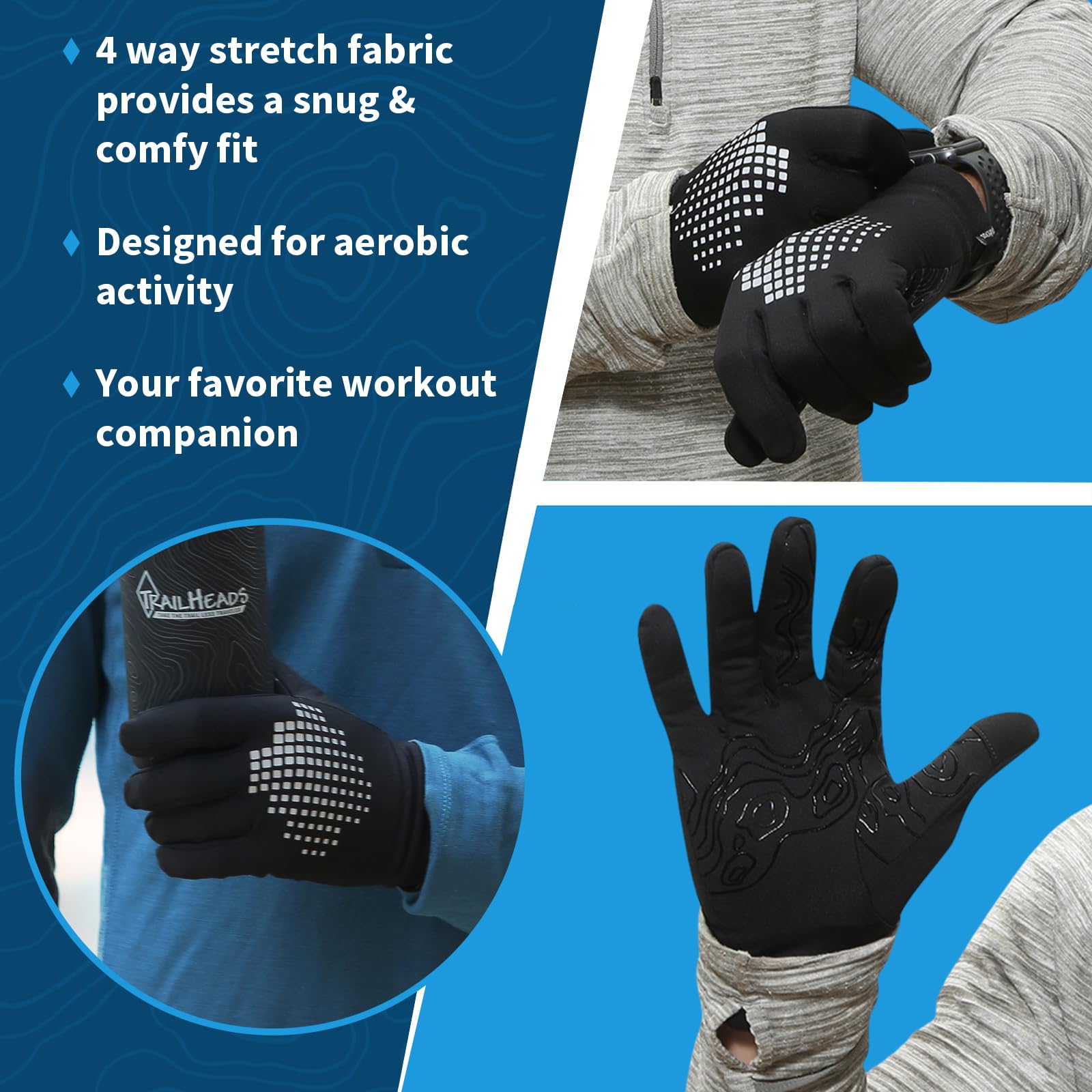 TrailHeads Lightweight Running Gloves for Men – Moisture Wicking & Touchscreen Gloves for Men with Anti-Slip Grip – Ideal for Cool Weather Workouts & Outdoor Activities - Image 8