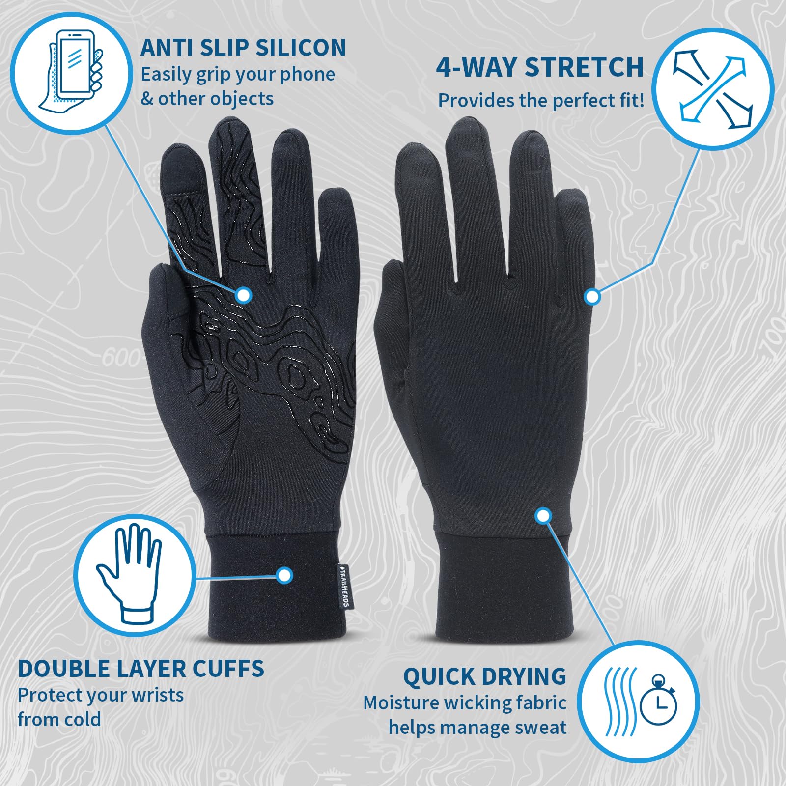 TrailHeads Lightweight Running Gloves for Women – Moisture Wicking & Touchscreen Women’s Gloves with Anti-Slip Grip – Ideal for Cool Weather Workouts & Outdoor Activities - Image 4