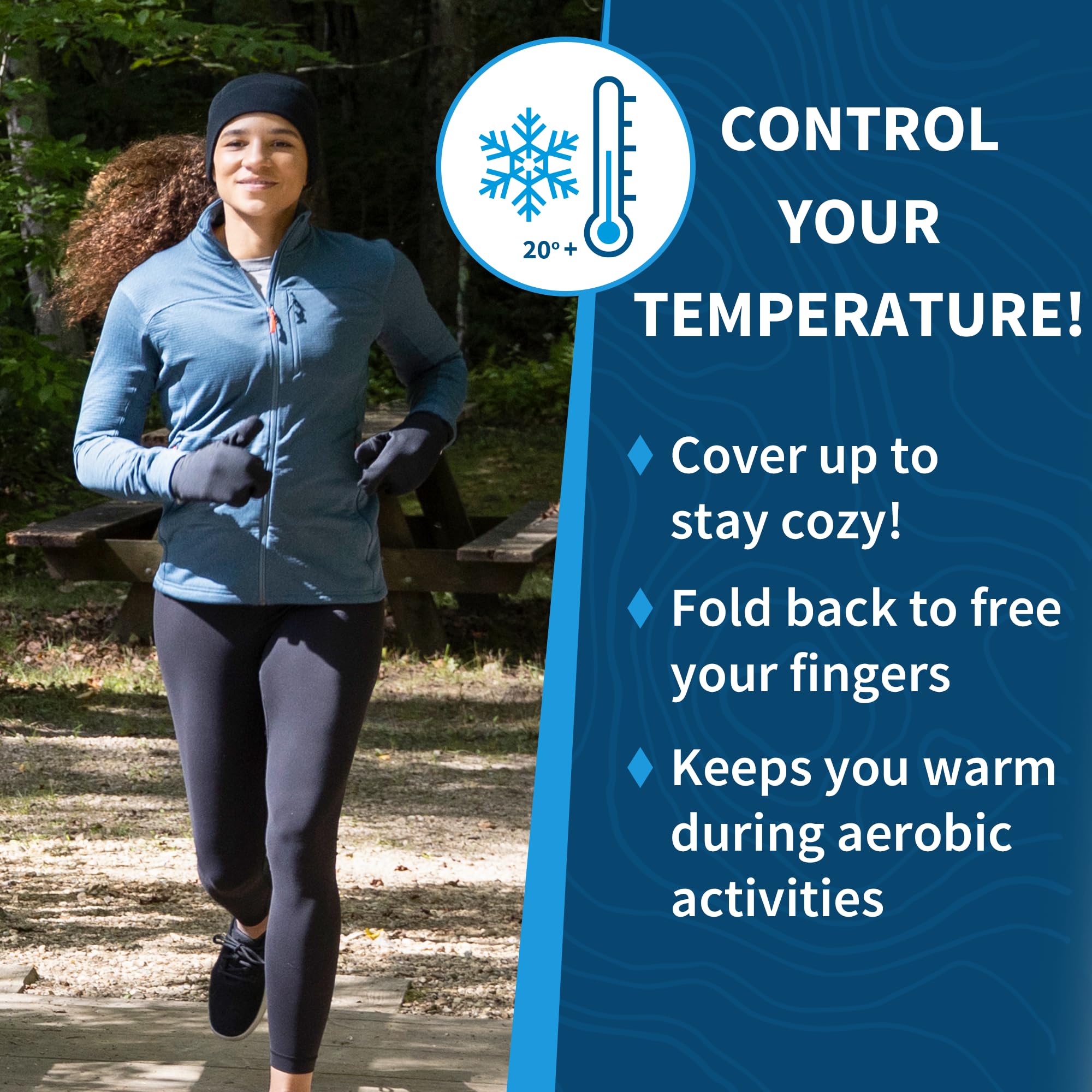 TrailHeads Women’s Fingerless Mittens - Lightweight Convertible Running Mitten - Image 5