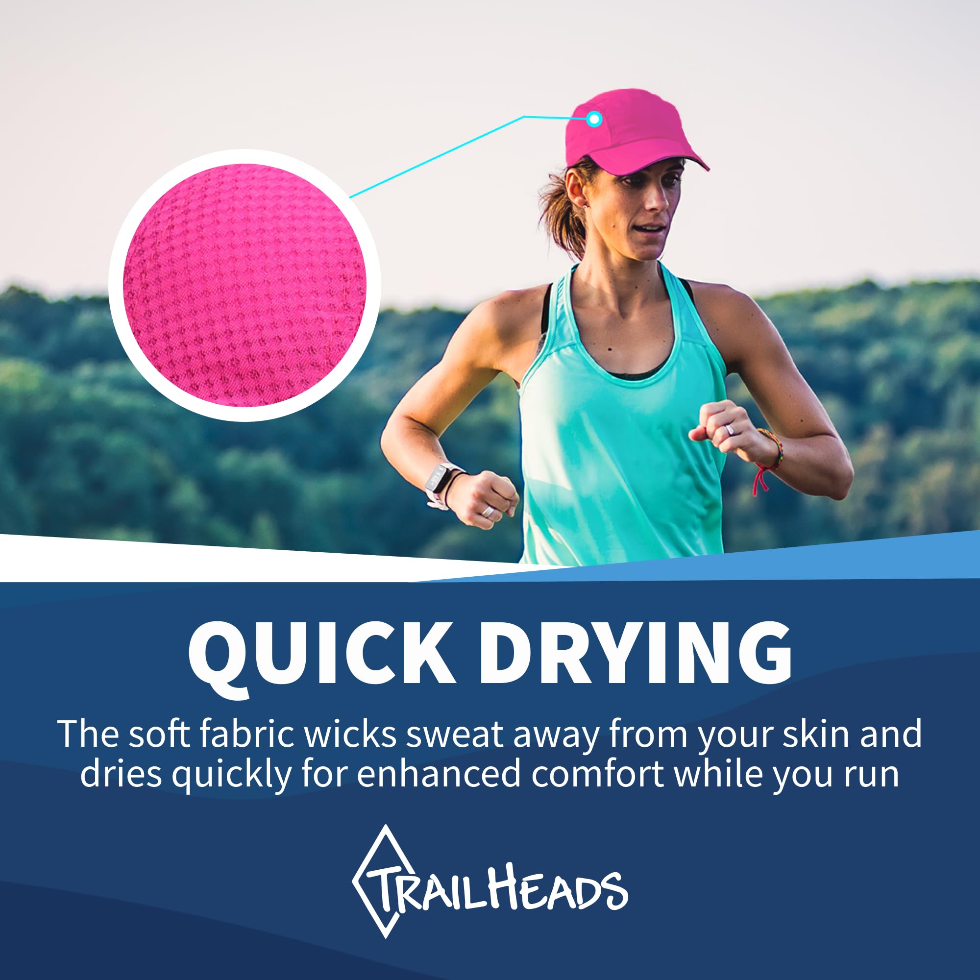 TrailHeads Women's Race Day Performance Running Cap, Lightweight & Quick Drying Mesh Sports Hat with Reflective Trim - Image 4